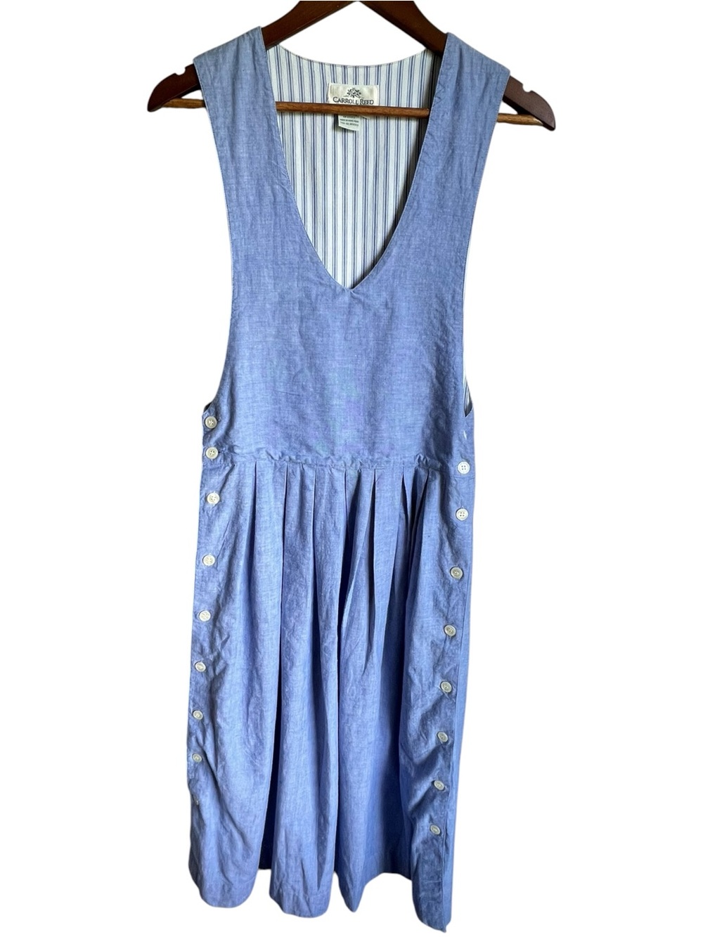 VTG‎ Carroll Reed Women XS Midi Dress Chambray Jumper Modest Prairie Country